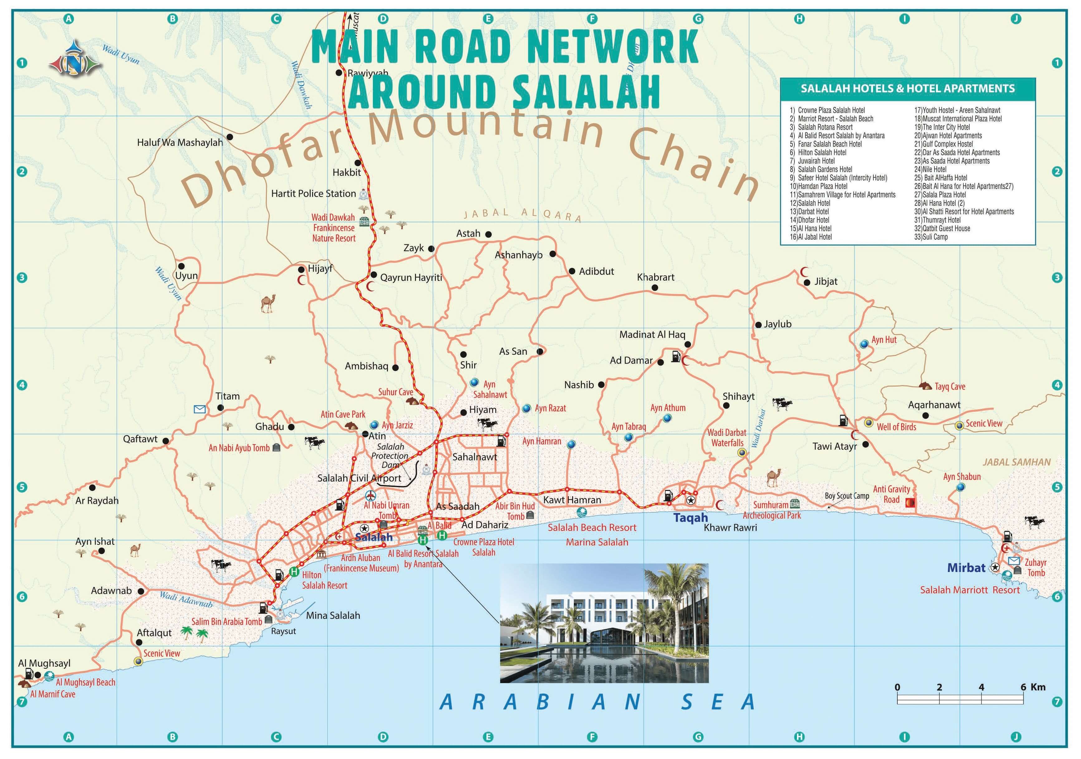 Main Road Network Around Salalah